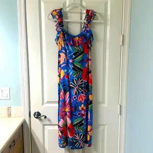 Floral Ruffle Strap Midi Dress